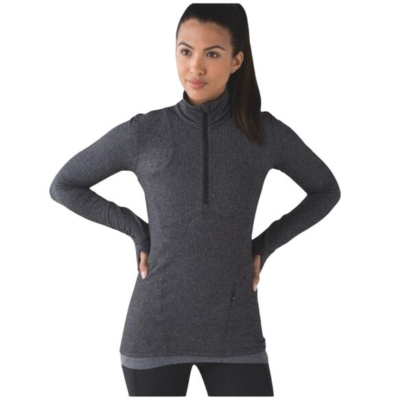 Lululemon Athletica Tops - Lululemon Kanto Catch Me 1/2 Zip Heathered Herringbone Pullover Women's Size 12